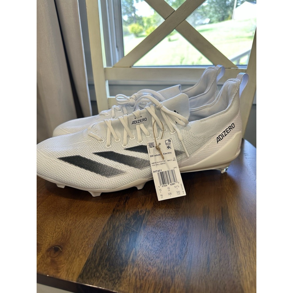 Adidas Football Cleats Size 16 SM Adizero Electric White Black IH7451 NWT NO BOX